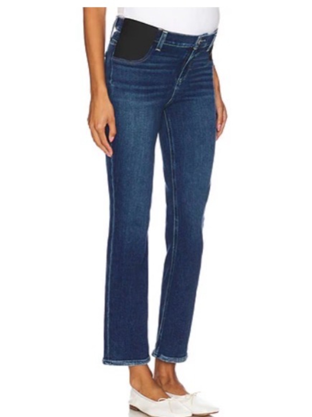 Paige Cindy Maternity Straight Jean Arpeggio Size 25 Blue Denim Stretch Panel